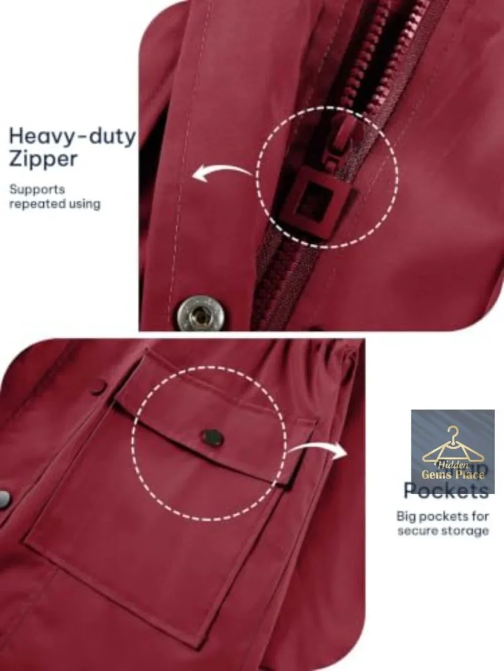 Waterproof Rain Jacket Long Raincoat Hooded Windbreaker Trench Coat